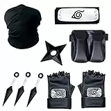 KAIOSEUT Kakashi Cosplay Set, Fascia Maschera Bag Guanti e Ku nai Anime Accessori Set