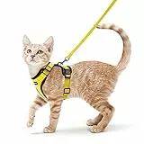 rabbitgoo Pettorina per Gatti con Guinzaglio, Guinzaglio per Auto,Imbracatura per Gatti,Pettorina per Cani Piccola Taglia,Regolabile Pettorina per Cuccioli in Maglia Traspirante(XS, Giallo)
