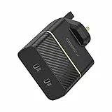 OtterBox UK Caricatore murale Doppia porta, 50W, USB-C PD 30W GaN + USB-C PD 20W, carica Fast Charge per Smartphone e Tablet, resistente a cadute, robusto, ultra durevole, Nero