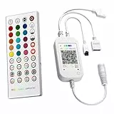 TVLIVE Telecomando IR a 40 Tasti con Ricevitore Bluetooth Doppia Porta a 4 Pin, Modalità Musica, Modalità Timer, Compatibile con Strisce LED RGB 5050/3535