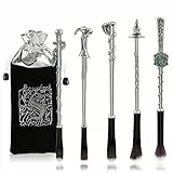 3D Bacchetta Magica Pennelli Trucco, 5 Pezzi H-Potter Manico Metallo Pennelli Make Up, Gadget H-Potter Accessori Regalo per Ragazze Donne