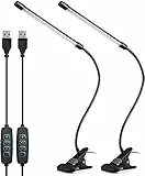 Pxwaxpy Lampada da Scrivania LED Con Clip, Lampada da Lettura Libro Letto con Collo di Cigno 360° Flessibile, Lampada da Tavolo USB per La Cura Degli Occhi con 3 Modalità e 10 Luminosità (2 Pack)