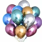 Palloncini Metallizati Colorati Cromati Multicolore in Lattice Scintillante. Decorazioni e Accessori per Feste di Compleanno - 50 PZ