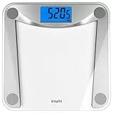 Vitafit Bilancia Pesapersone Digitale Alta Precisione con Tecnologia Step-on,Bilancia Pesa Persona Digitale con Grande display a LCD, 5 kg-180 kg, Design trasparente