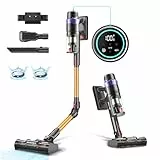 PRETTYCARE Aspirapolvere Senza Fili, 35000Pa/530W Scopa Elettrica Senza Fili Potente con Modo Automatico, Aspirapolvere Ricaricabile Standby 60 min, Adatto per Tappeti/Peli Animali V3