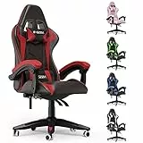 bigzzia Sedia Gaming, Sedia Girevole ergonomica, PU Poltrona Racing Nero e Bianco(Bianca) (Rosso)