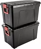 Iris Ohyama, Scatole, Organizzatore di stoccaggio in plastica, Set di 2, 110 L, con ruote, Multifunzionale, Robusto, Maniglie comode, Garage, Giardino, Capannone -Store it All Box SIA-110-Nero