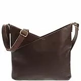 LECONI borsa a tracolla borsa da donna borsa a tracolla borsa in pelle naturale morbida borsa donna in pelle 32x29x3cm marrone scuro LE0065