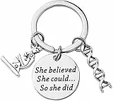 BAUNA Biologia Chimica Bracciale Regalo per Scienza Laurea Microscopio Charms Braccialetto Braccialetto, Metallo