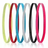 MengQiLe Sportiva Fascia Capelli, 6 Pezzi Sportive Fascette Antiscivolo, Sport Fasce Elastiche per Uomo e Donna, Fascia Capelli Sottile per Yoga/Jogging/Tennis