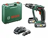 Bosch Home and Garden PSB 18 LI-2 Ergonomic (2 Trapano Avvitatore-Battente con Batteria al Litio, 18 V