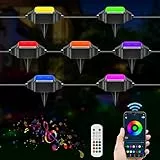 Potuem Luci Esterno Giardino, Lampada di Esterno RGB Intelligenti per Esterni con Controllo App e Telecomando, IP67 Impermeabile, 213 modalità Scena per Giardino/Patio/Prato, 20 Luci