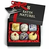Regalo Donna Compleanno - 6 Bombe da Bagno BIO con Olio Essenziale e Burro di Karité - Regalo Donna - Regalo Ragazza – Regali - Regalo Festa Dei Nonni - Regalo Mamma - Satin Naturel
