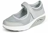 Sandali Sportivi Donna Scarpe Basculanti Donna Mesh Scarpe Fitness Dimagranti Scarpe da Camminata Moda Scarpe da Ginnastica Estive Casual Mocassini Zeppa E-Grigio EU 37