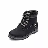 Stivali Donna Invernali Neve Stivaletti Caldo Calzature Stringate Scarpe Comode Ankle Boots Caviglia All'aperto Nero Marrone Rosa Cachi Numero 36-41 EU Nero 37