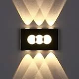 Hommdiy 12W COB LED Lampada da Parete Interna, Up Down Spot Applique da Parete Interno, Lampada da Parete con Luce Bianco Caldo 3000K, Applique Rettangolare in Metallo per Soggiorno/Scale Nero