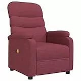 vidaXL Poltrona Massaggiante Salotto Canapè Seduta Sedia TV Divanetto Arredo Sofà Sedia Ottomana Chaise Longue Rosso Vino in Tessuto