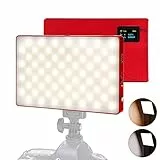 LituFoto Mini Luce Video LED, Luce della Fotocamera Dimmerabile 3200K-5600K, Illuminazione più Morbida, Batteria al Litio Ricaricabile Incorporata - Rosso