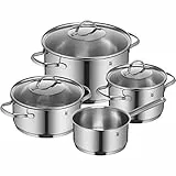 WMF Provence Plus Set di pentole, 4 pezzi, pentola per arrosto, pentole per carne, casseruola, con manico, con bordo per versare, coperchio in vetro, in acciaio inossidabile lucidato Cromargan, adatte per piani a induzione, lavabili in lavastoviglie