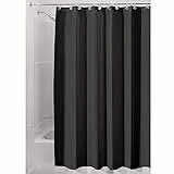 iDesign Tenda doccia, Tenda da doccia in poliestere con orlo rinforzato, Tenda per vasca da bagno lavabile con dimensioni di 180,0 cm x 200,0 cm, nero