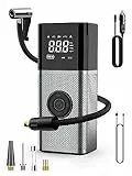 OneAmg Compressore Aria Portatile Auto 6000mAh Batterie USB Ricaricabile Mini Compressore Portatile 150PSI/10,3Bar/12V/120W Con illuminazione a LED e 5 Modalità di Gonfiabili per Bici Moto Palla