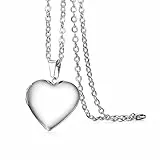 OIDEA Collana Catena Uomo Donna Acciaio Inossidabile con Pendente Cuore Liscio apribile Cornice della Foto Argento Regalo per Mamma Madre