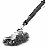 Spazzola Barbecue, VDISRR Spazzola per Griglia in Acciaio Inox Con Raschietto, Pulizia a 360°,Manico Isolante Termico Extra Lungo per Pulire Griglia/Forno/Teglie da Forno