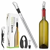 Zocipro Refrigeratore per Bottiglie Vino, Set 4 In 1 Asta Refrigerante per Bottiglie in Acciaio Inossidabile con Tappi, Apribottiglie e Tagliacarte, per Donna Uomo Festa Bar