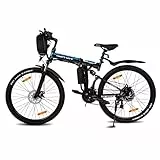 VARUN E-Bike Pieghevole, Mountain Bike Elettrica da 26 Pollici con Motore da 250W, Batteria Sostituibile da 36 V / 8 Ah, Bici Elettrica Pieghevole Shimano a 21 Velocità(Nero