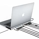 HOPDAY Docking Station,13 in 1 Docking Station USB C Triplo Display Hub USB C Thunderbolt 3 Dock per Macbook/Dell/HP/Lenovo/Surface (2 HDMI,VGA,4 USB,Gigabit Ethernet,PD,SD/TF,3,5 mm audio/microfono)