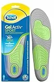Scholl Solette Gel Activ Sport, Solette Sportive per Scarpe da Uomo con Tecnologia Antiodore e Azione Ammortizzante, Taglia 40-46.5 EU, Confezione da 1 Paio