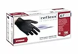 Reflexx R67, Guanti in Nitrile Neri senza Polvere Gr. 5.5, 100 Pezzi, Nero