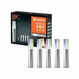 LEDVANCE Luce da giardino a LED intelligente con tecnologia WiFi, pacchetto base con 5 pali da giardino a LED per esterno, colori RGB modificabili, compatibile con Google e Alexa, SMART+ GARDENPOLE