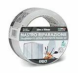 Fabo Nastro per Riparazione Trasparente 20m X 50mm. Ideale per Plastica, PVC, Vetri, Plexiglass, Zanzariere, Teli, Fari, Parabrezza. Resistente ai Raggi UV