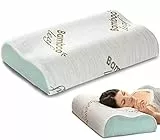 Flowen Cuscino Cervicale Memory Foam per Dormire Ortopedico Aloe Vera Guanciale a Doppia Onda Ideale per Supporto al Collo Ergonomico Traspirante Antirussamento Anallergico Federa in Bamboo Lavabile