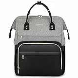 LOVEVOOK Zaino Porta PC Donna, Zaino Antifurto Impermeabile Donna, Zaino per Laptop Portatile 15.6 Pollici, Zaino per Viaggi Affari, Grigio e Nero