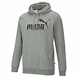 PUMA Felpa con cappuccio Essentials Big Logo da uomo M Medium Gray Heather
