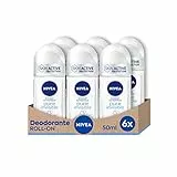 NIVEA Pure Invisible Roll-On deodorante in confezione da 6 x 50 ml, Deodorante antitraspirante, Deodorante profumato delicato, regola la traspirazione e non lascia residui