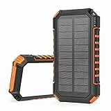 Powerbank Solare 26800mAh, Riapow Caricabatterie Solare Portatile con 60 LED Luminosi e 3 Uscite USB, Caricabatteria per Telefono Solare a Ricarica Rapida per iPhone Campeggio ed Esterno