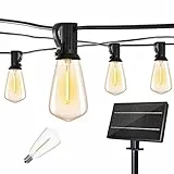 Yuusei Catena Luminosa Esterno Solare 15M/50FT, ST38 Luci di Stringa del Giardino con 25+1pcs Lampadine Infrangibili del LED, Impermeabile Fuori Luci per Patio, Cortile, Festa di Nozze