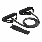 Reehut Fascia di resistenza, fascia con maniglie, elastico di resistenza per uomini/donne, body building, workout, crossfit per la palestra di casa - con ancoraggio porta e presa maniglia - Nero