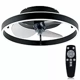 Ventilatore da soffitto con luce e telecomando, luce da soffitto con ventilatore da soffitto, ventilatore da soffitto moderno, 50 cm, LED dimmerabile, per camera da letto, soggiorno, cucina, 220V