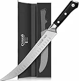 Cutluxe Coltello Scimitarra - 25cm Coltello da Macellaio per Carne, Acciaio al Carbonio, Lama Affilata e Resistente, Artisan Series