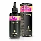 Olio di Rosa Mosqueta 100% Puro 50ml + Spremuto a Freddo| Olio Corpo, Viso, Capelli| Crema Corpo Idratante Rico en Vitamina C + Retinolo + Vitamina E + Omega 3| Smagliature Gravidanza | Satin Naturel