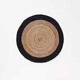 Douceur d'intérieur Tappeto decorativo rotondo (0) 90 cm Juta bicolore sporco nero