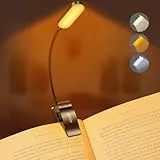 Gritin Luce da Lettura a 16 LED, Lampada da Lettura Ricaricabile, 3 Modalità di Temperatura Colorei (Bianca/Ambrata/Mista), Dimmerabile Senza Livelli, 360°Flessibile Clip Luce Lettura Libri a Letto