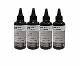KIT Ricarica cartucce 4 Flaconi 100ml universale inchiostro nero per Brother, Canon, Epson, HP, LEXMARK, XEROX, DELL.
