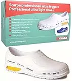 Gima - Scarpa Professionale Leggera da Lavoro, Aerate, Anatomiche, Antishock, Antiscivolo, Antistatiche, Senza Lattice, Colore Bianco, Misura EU 44, 1 Paio