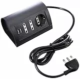 BTicino S3711GU Ciabatta Multipresa da Scrivania con Presa USB, 1.5A, 3500 W, 250 V, Cavo da 2 m, Grigio Antracite