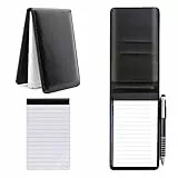 FINEASY Mini Blocco Note A7 con Penna in Metallo e 50 Fogli a Righe, copertina in pelle PU, Piccolo Notebook Piccolo Mini Taccuino Taccuino Tascabile a Righe (Nero)